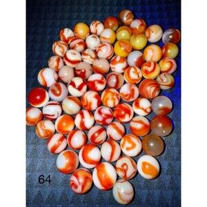 Huge VTG. Akro Agate, Peltier, Oxblood ?,Rainbow, Ravenswood,Glass Marble Of 64
